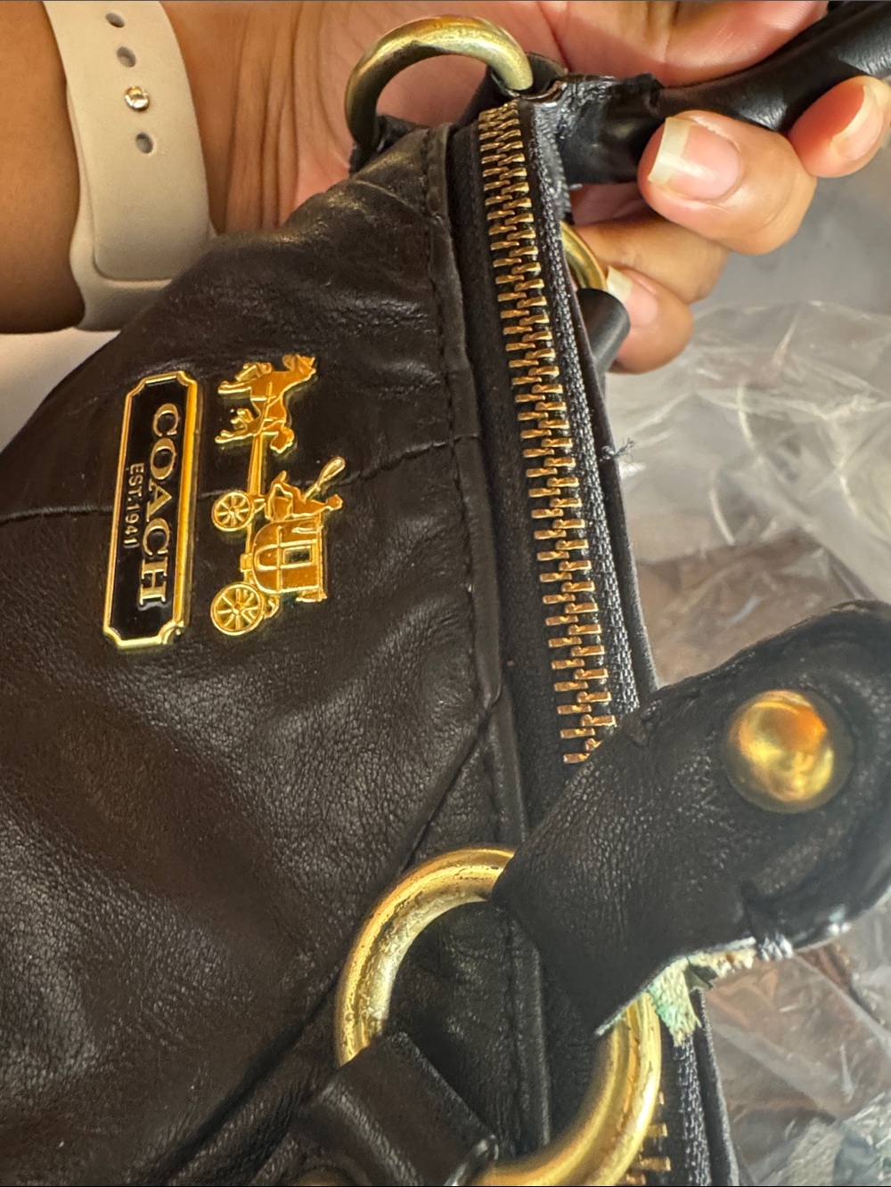 Coach Madison Sophia Black Leather Satchel with Brass Hardware Style 15960 - Picture 10 of 10